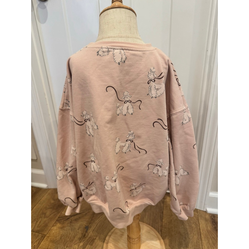 Girls Rylee + Cru Sweatshirt 6 Pink Poodle Print - Picture 3 of 6
